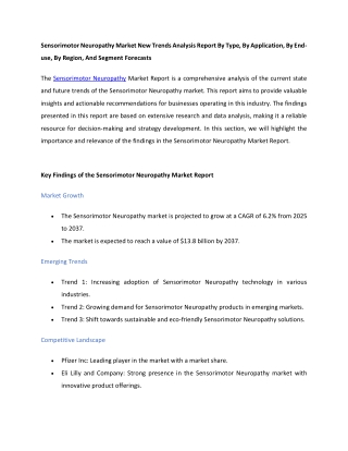 Sensorimotor Neuropathy Market Report: 2037 Insights