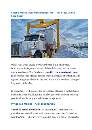 Reliable Mobile Truck Mechanic Near Me — Keep Your Vehicle Road-Ready