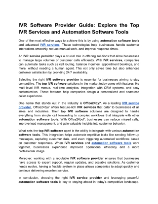 IVR Software Provider Guide_ Explore the Top IVR Services and Automation Software Tools