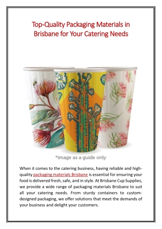 Top-Quality Packaging Materials in Brisbane for Your Catering Needs