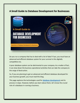 A Small Guide to Database Development for Businesses