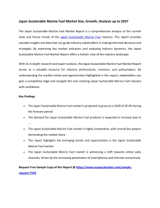 Japan Sustainable Marine Fuel Market Trends 2037