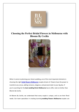 Order Event Flowers Online in Melbourne | Event florist | Blooms By Cecilia
