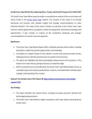 Acrylic Foam Tape Market Forecast 2025-2037