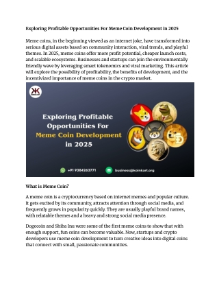 Exploring Profitable Opportunities For Meme Coin Development in 2025 (1)