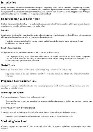 Sell Land with Confidence: Important Considerations