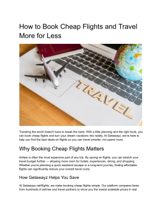 Book Cheap Flights with Getawayz – Save Big on Your Next Adventure
