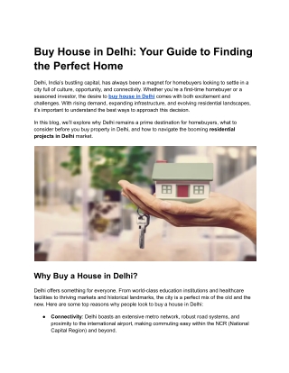 Buy House in Delhi Your Guide to Finding the Perfect Home