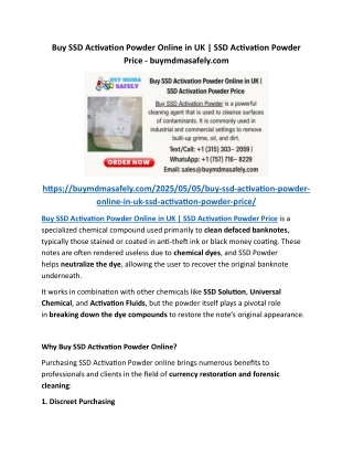 Buy SSD Activation Powder Online in UK SSD Activation Powder Price - buymdmasafely