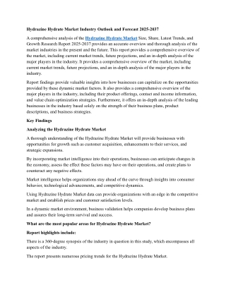 Hydrazine Hydrate Market