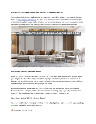 Luxury Living on a Budget_ How to Rent Furniture in Bangalore Like a Pro