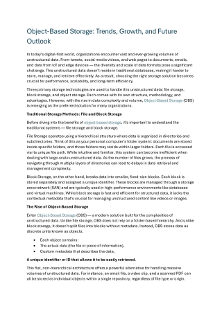 Object Based Storage