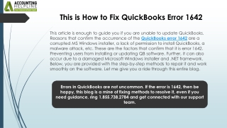 Easy Steps to Fix QuickBooks Error 1642