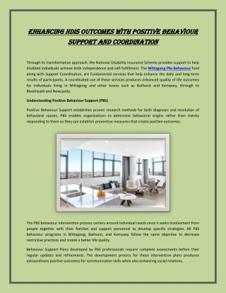Enhancing NDIS Outcomes with Positive Behaviour Support and Coordination