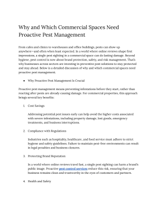 Why and Which Commercial Spaces Need Proactive Pest Management