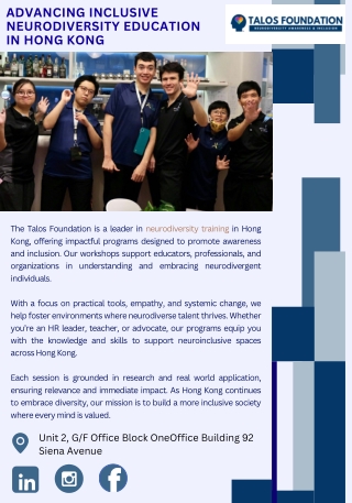 Advancing Inclusive Neurodiversity Education in Hong Kong