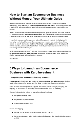 how to start an ecommerce business without money