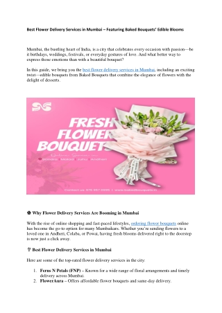 Best Flower Delivery Services in Mumbai