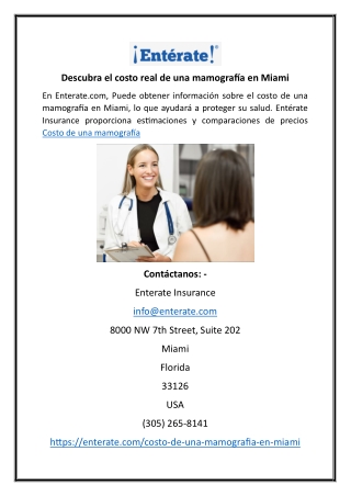 Costo de una mamografía