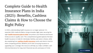 Top Health Insurance Plans in India for 2025: Individual, Family & Senior Citize