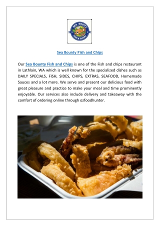 Sea Bounty Fish And Chips Menu Lathlain | Order Online Now