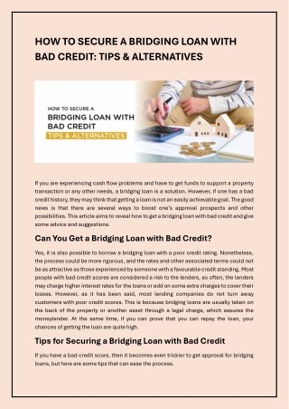 how to secure a bridging loan with bad credit