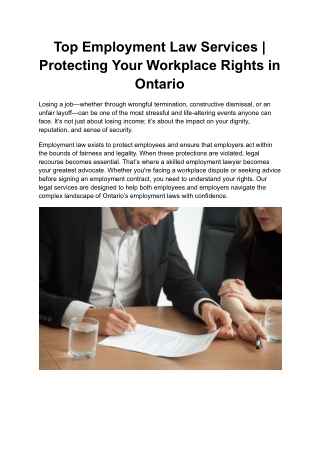 Top Employment Law Services _ Protecting Your Workplace Rights in Ontario