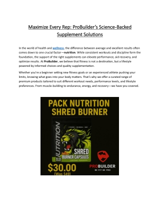 Maximize Every Rep ProBuilder’s Science-Backed Supplement Solutions