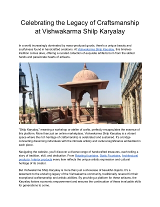 Celebrating the Legacy of Craftsmanship at Vishwakarma Shilp Karyalay
