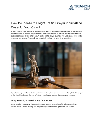 How to Choose the Right Traffic Lawyer in Sunshine Coast for Your Case