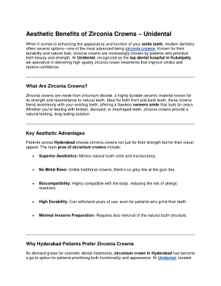 Aesthetic Benefits of Zirconia Crowns – Unidental