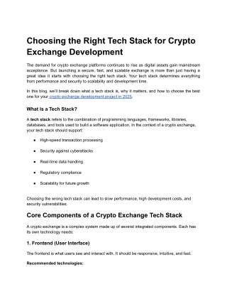 choosing the right tech stack for crypto exchange