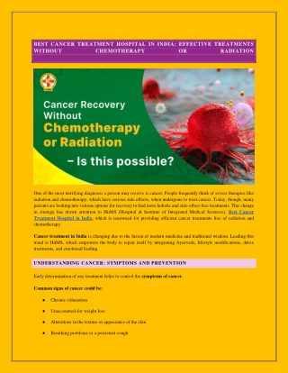 Best Cancer Treatment Hospital in India_ Effective Treatments Without Chemotherapy or Radiation