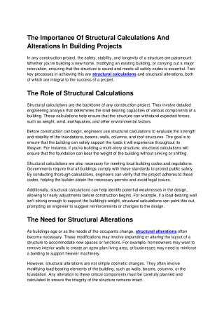 the importance of structural calculations