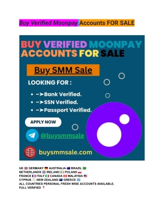 Top Marketplace to Buy Verified Moonpay Account