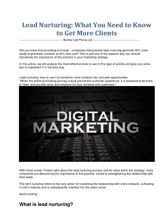lead nurturing what you need to know to get more