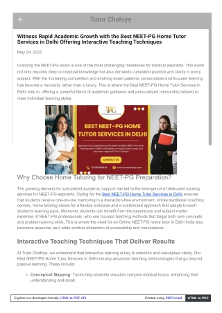 Achieve More with Best NEET-PG Home Tutor Services