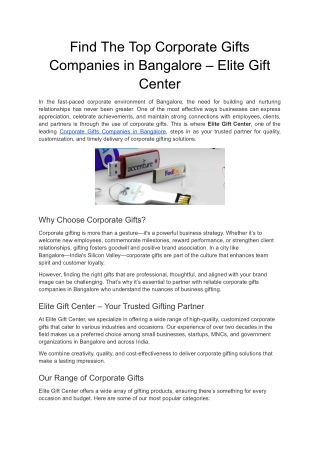 Find The Top Corporate Gifts Companies in Bangalore – Elite Gift Center