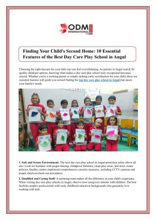 Finding Your Child's Second Home: 10 Essential Features of the Best Day Care