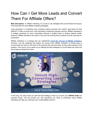 How Can I Get More Leads and Convert Them For Affiliate Offers?
