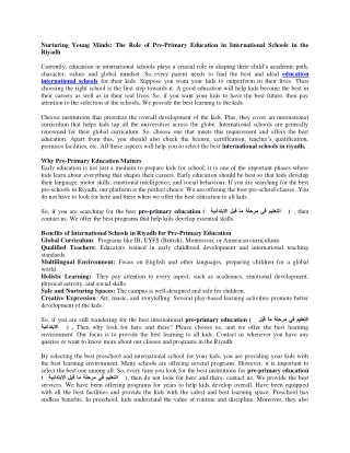 International Schools in the Riyadh