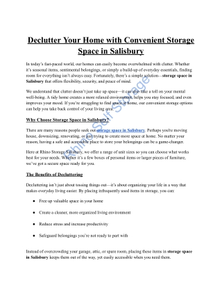 Declutter Your Home with Convenient Storage Space in Salisbury