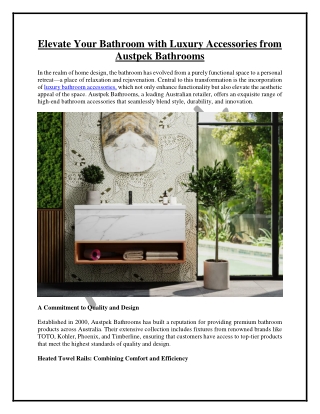 Elevate Your Bathroom with Luxury Accessories from Austpek Bathrooms