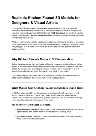Kitchen Faucet 3D Models – Download Realistic Designs