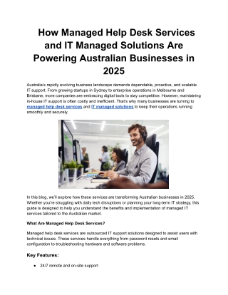 How Managed Help Desk Services and IT Managed Solutions Are Powering Australian Businesses in 2025