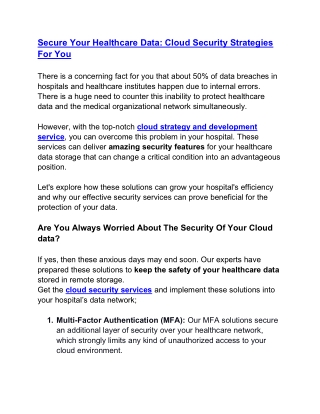 secure your healthcare data cloud security