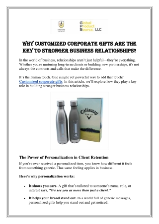Why Customized Corporate Gifts are the Key to Stronger Business Relationships