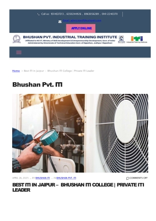 ITI College for Girls in Rajasthan - Bhushan ITI