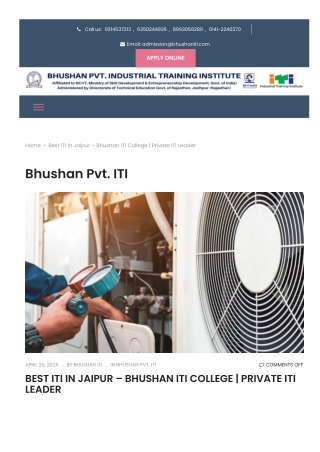 Top ITI College in Jaipur - Bhushan ITI