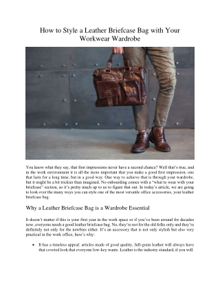 How to Style a Leather Briefcase Bag with Your Workwear Wardrobe